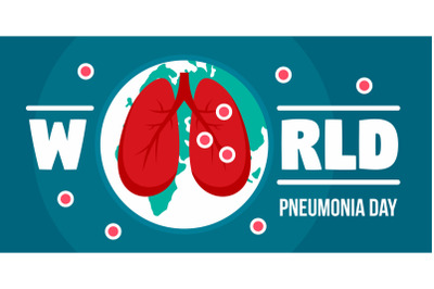 Pneumonia day banner horizontal, flat style