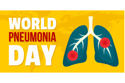 World pneumonia day banner horizontal, flat style