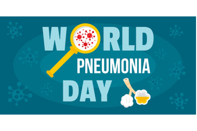 Global pneumonia day banner horizontal, flat style