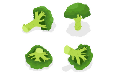 Broccoli icon set, isometric style