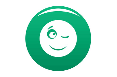 Winks smile icon vector green