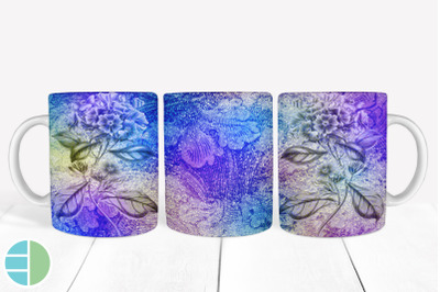 Purple Mug Sublimation Flower Mug