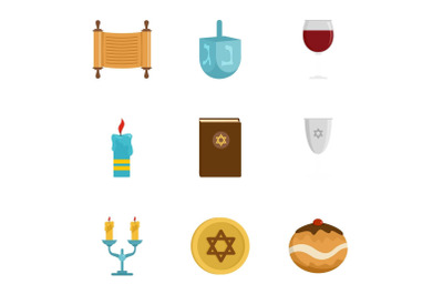 Israel icon set, flat style