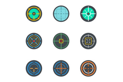 Aim icon set, flat style