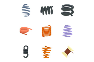 Flexible cable icon set, flat style