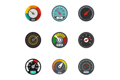 Dashboard icon set, flat style