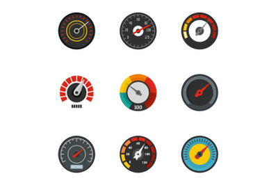 Gauge icon set, flat style