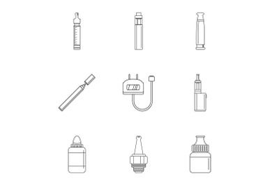 Vapor device icon set, outline style