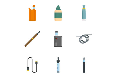 Vapor device icon set, flat style