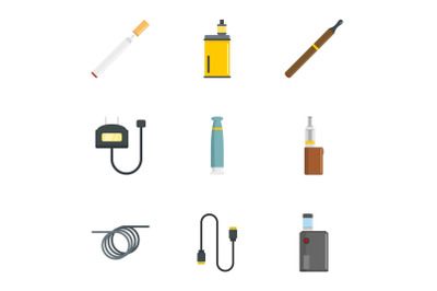 Smoking device icon set, flat style