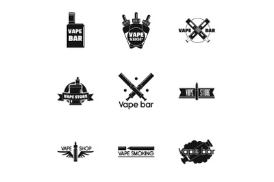 Vape bar logo set, simple style