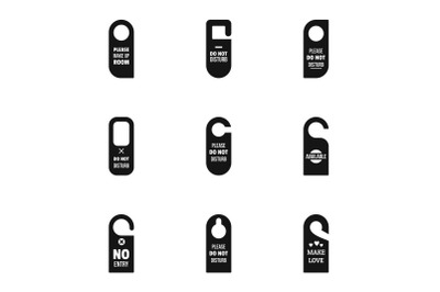No entry door tag icon set, simple style