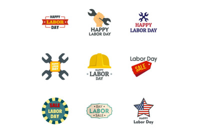 Labor day sale logo set, flat style