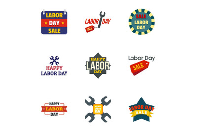 American labor day logo set, flat style