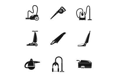 House vacuum cleaner icon set, simple style