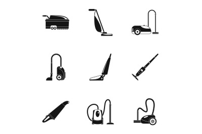 Carpet sweeper icon set, simple style