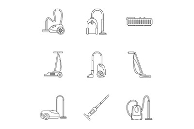 House vacuum cleaner icon set, outline style