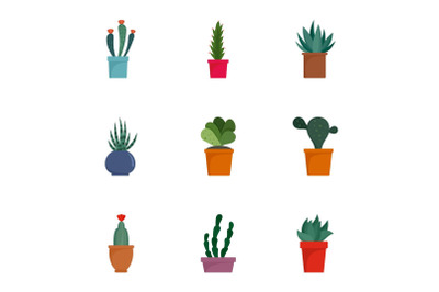 Cacti icon set, flat style