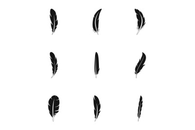 Ethnic feather icon set, simple style
