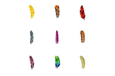 Native feather icon set, flat style