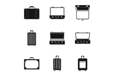 Travel briefcase icon set, simple style