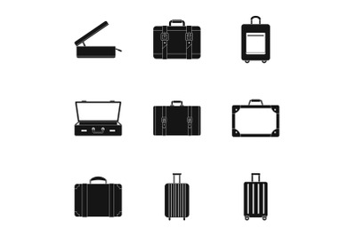 Trip luggage icon set, simple style