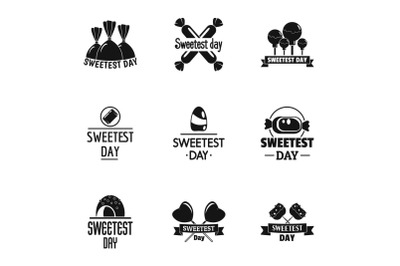Happy sweetest day logo set, simple style