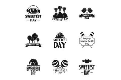 Enjoy sweetest day logo set, simple style