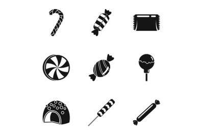 Sweet candy icon set, simple style
