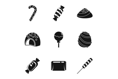 Sweet bonbon icon set, simple style