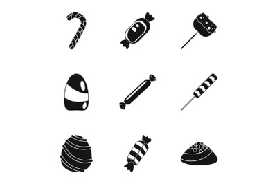 Candy stick icon set, simple style