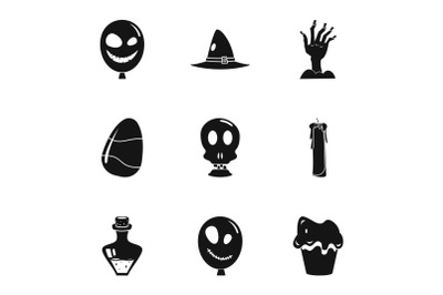 Halloween party icon set, simple style