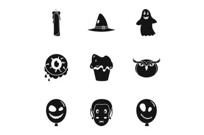 Happy halloween icon set, simple style