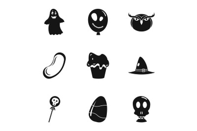 October halloween icon set, simple style