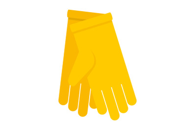 Yellow gloves icon, flat style