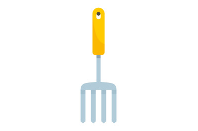 Hand garden rake icon, flat style