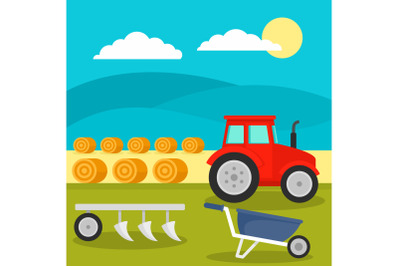 Field tool concept background, flat style