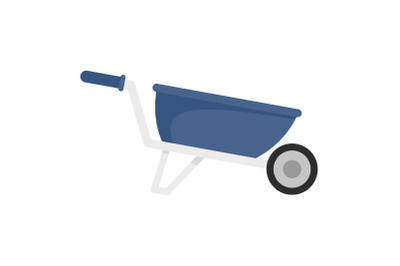 One wheel barrow icon, flat style