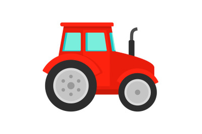 Red tractor icon, flat style