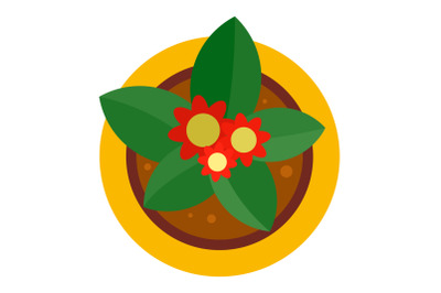 Top view flower pot icon, flat style