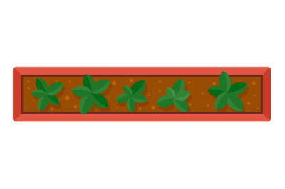Long plant pot icon, flat style