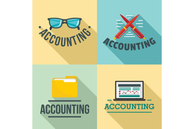 Accounting international day logo set, flat style