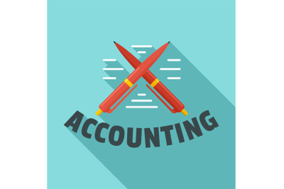 Accounting pen logo, flat style