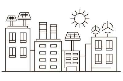 Intelligent eco city banner, outline style