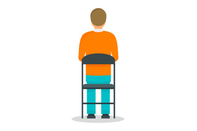 Back of man icon, flat style