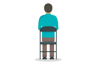 Blue back man icon, flat style