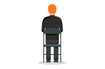 Back black man chair icon, flat style