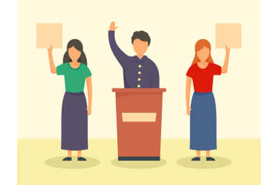 People support candidate concept background, flat style
