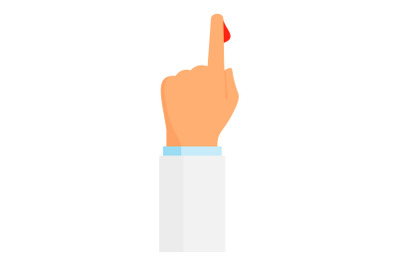 Blood from hand finger icon, flat style