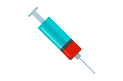 Blood syringe icon, flat style